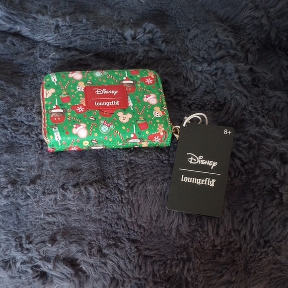 Loungefly Handbags - Loungefly Green Holiday Pattern Mini Wallet with Red & White Accents